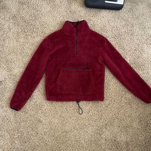 Soft Burgundy Zip-up With Hand Pockets and Extra Zip up Pocket